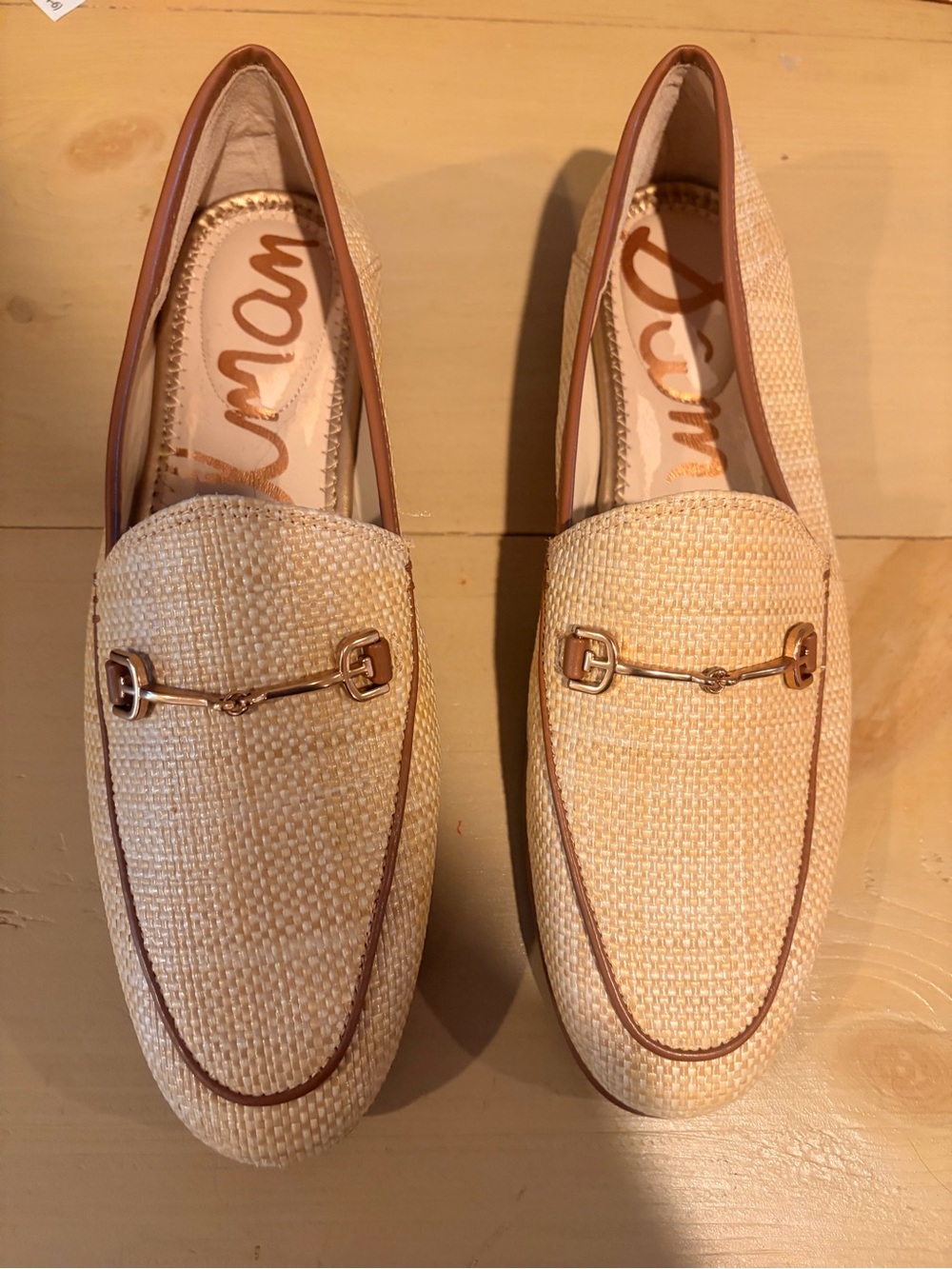 Sam Edelman Loraine Bit Loafers Natural Multi Faux Raffia Size 8, new